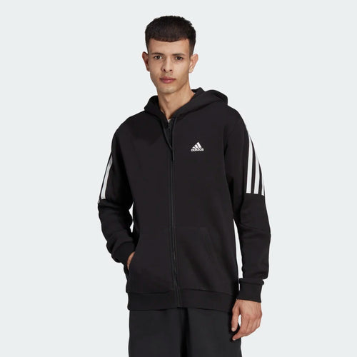 Felpa con cappuccio Adidas 3 Stripe Future Icons - nera/bianca - Footkorner