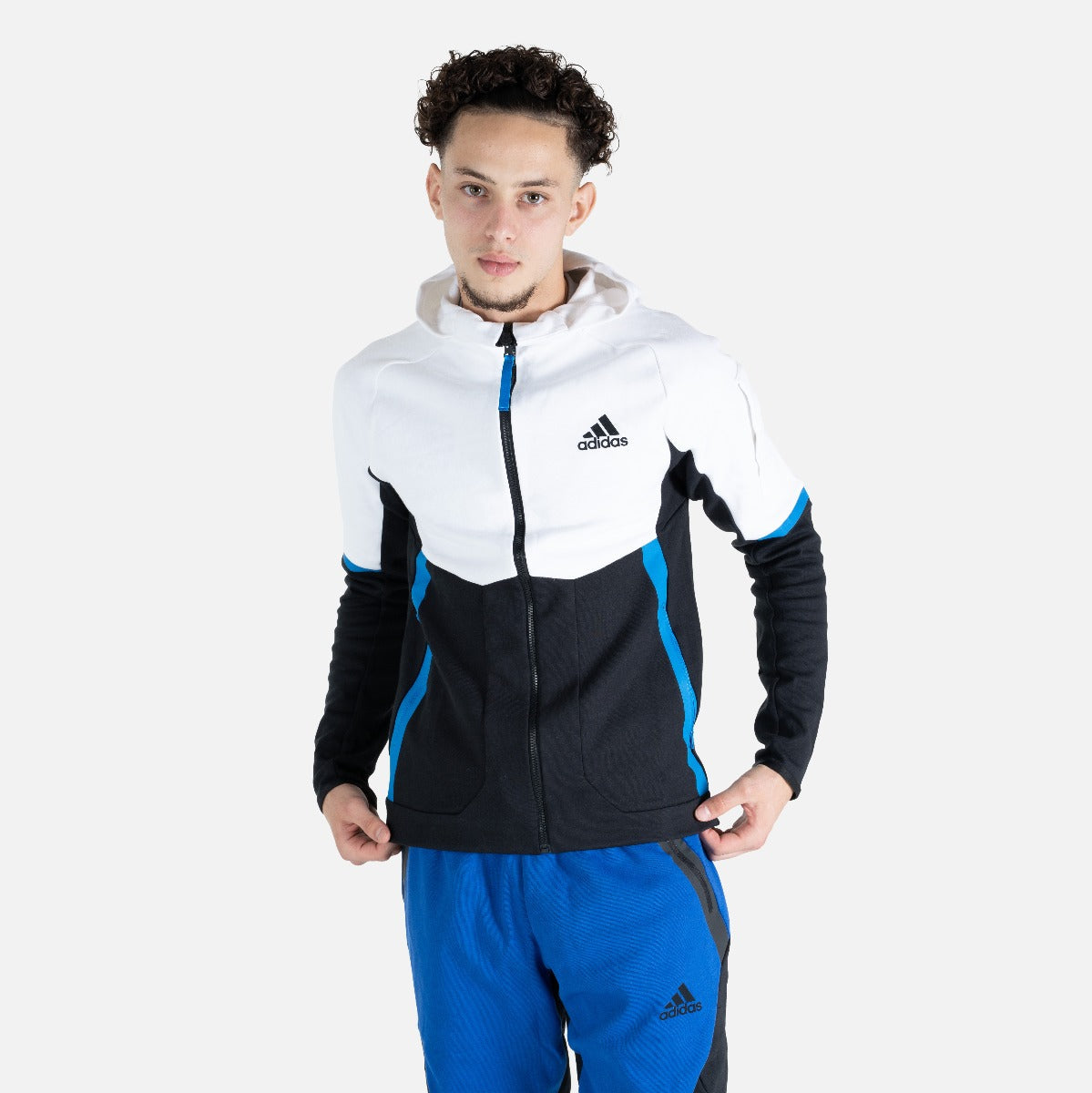 Felpa con cappuccio Adidas Designed For Gameday - nera/bianca/blu