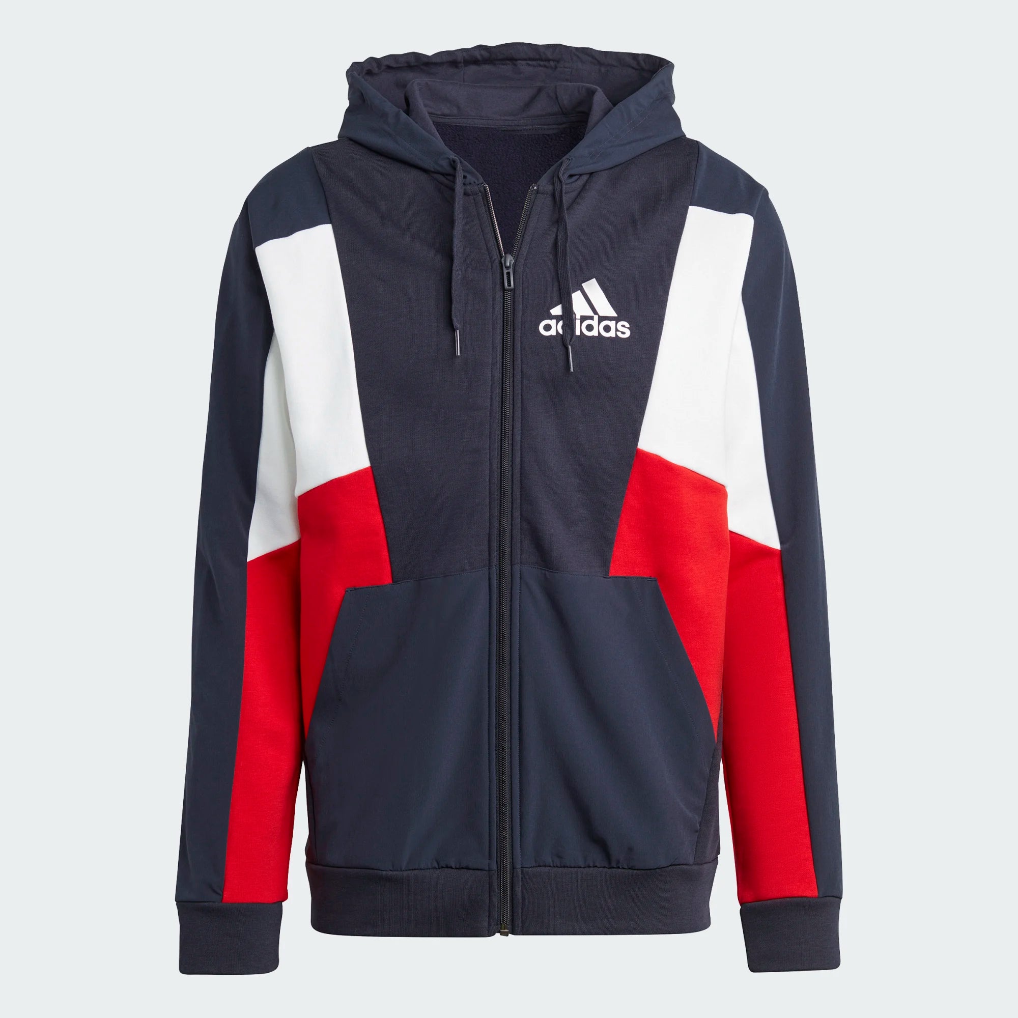 Adidas Essentials Colorblock Hooded Jacket - Blue/White/Red