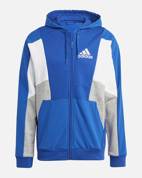 Adidas Essentials Colorblock Hooded Jacket - Blue/Grey/White - Footkorner