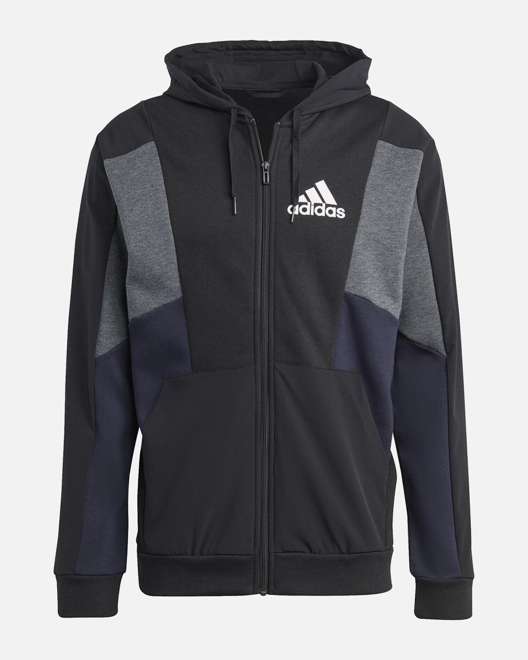 Giacca con cappuccio Adidas Essentials Colorblock - nera/grigia