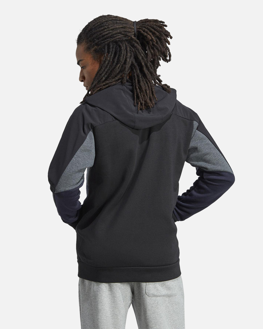 Adidas Essentials Colorblock Hooded Jacket - Black/Grey