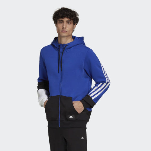 Adidas Sportswear Colorblock Hooded Jacket - Blue/Black - Footkorner