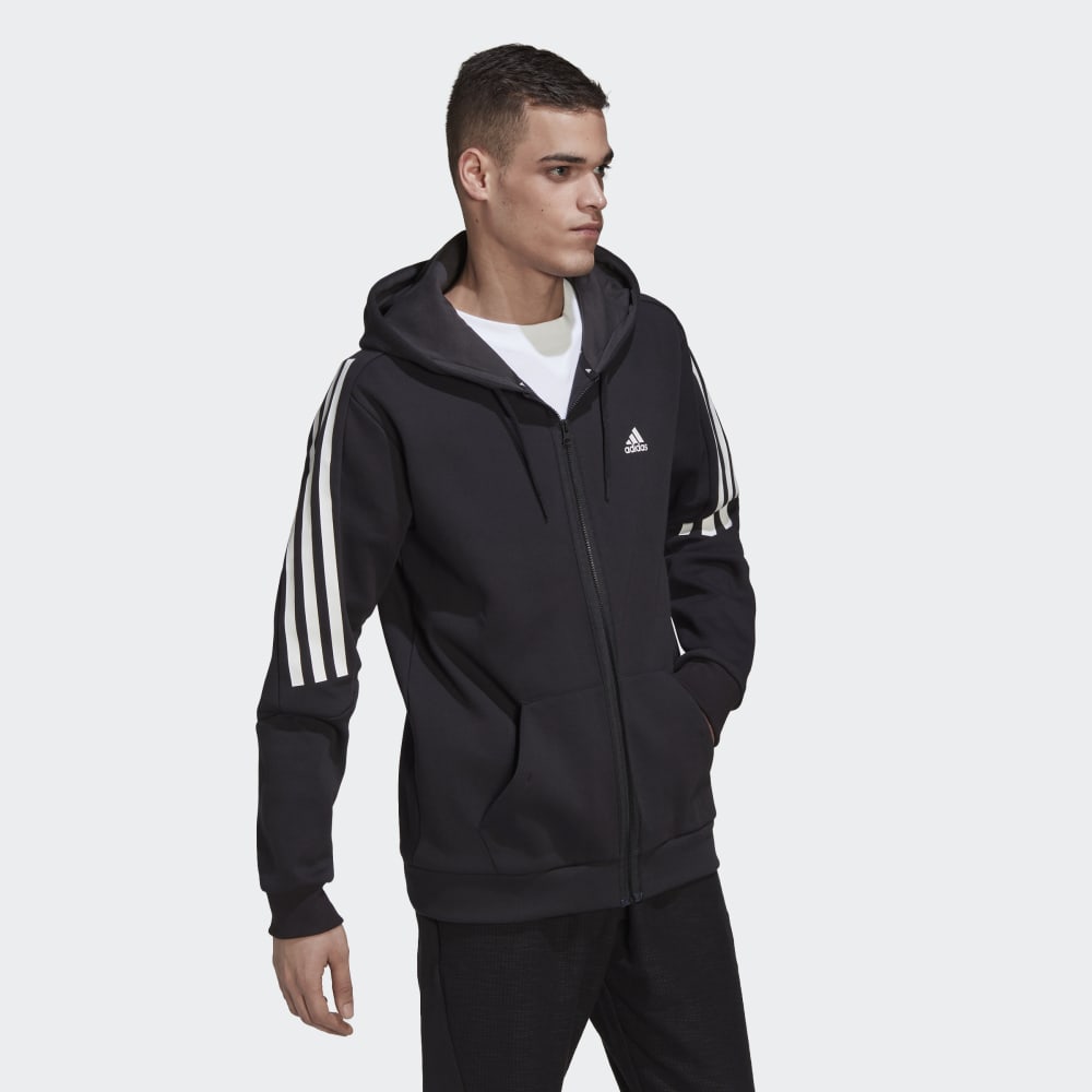 Giacca con cappuccio Adidas Sportswear - nera/bianca