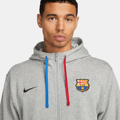 FC Barcelona Hooded Jacket - Grey/Blue/Red - Footkorner