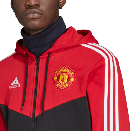 Manchester United 3-Stripes Hooded Jacket - Red/Black - Footkorner