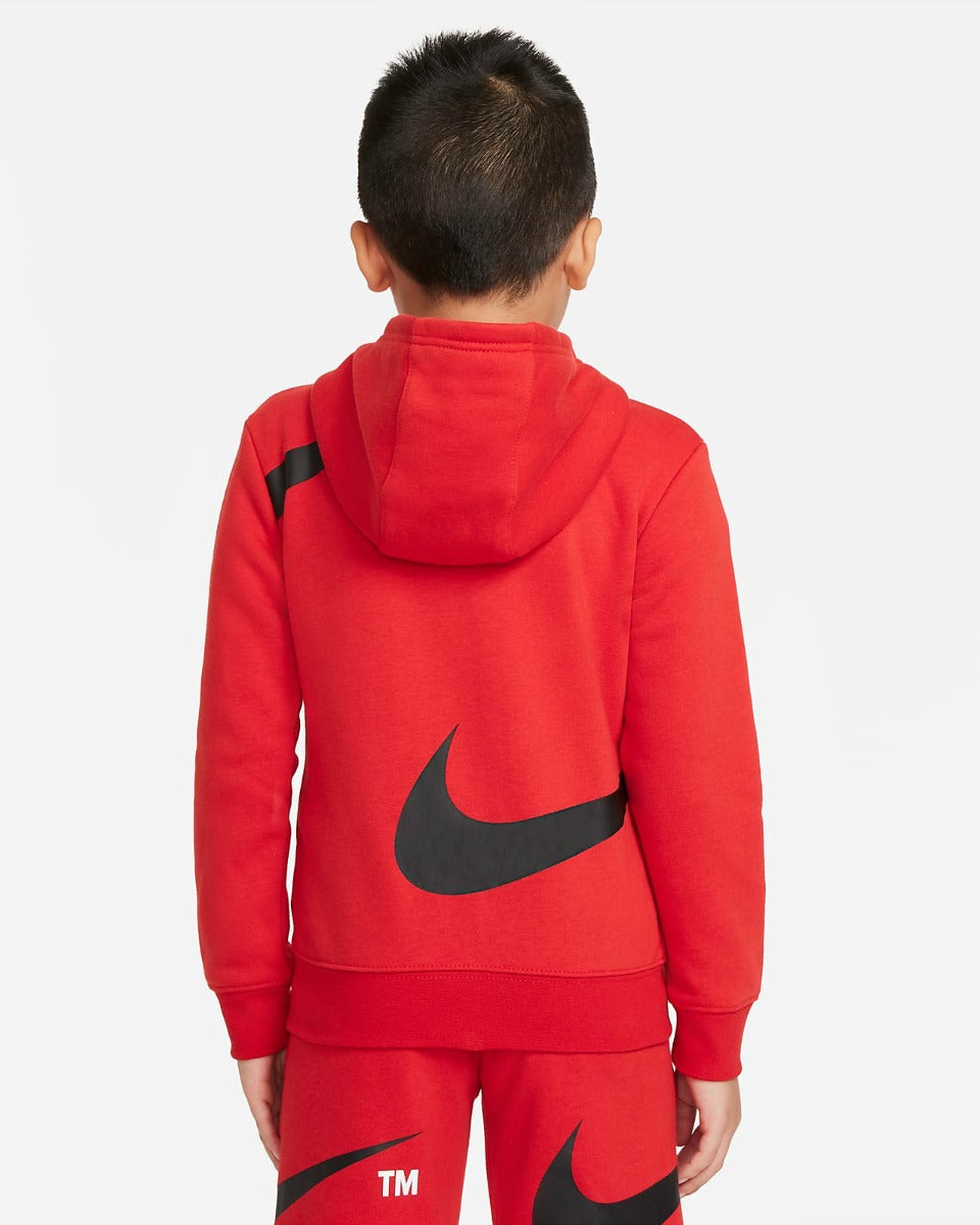 Nike Swoosh Kapuzenjacke Kinder – Rot/Schwarz/Weiß
