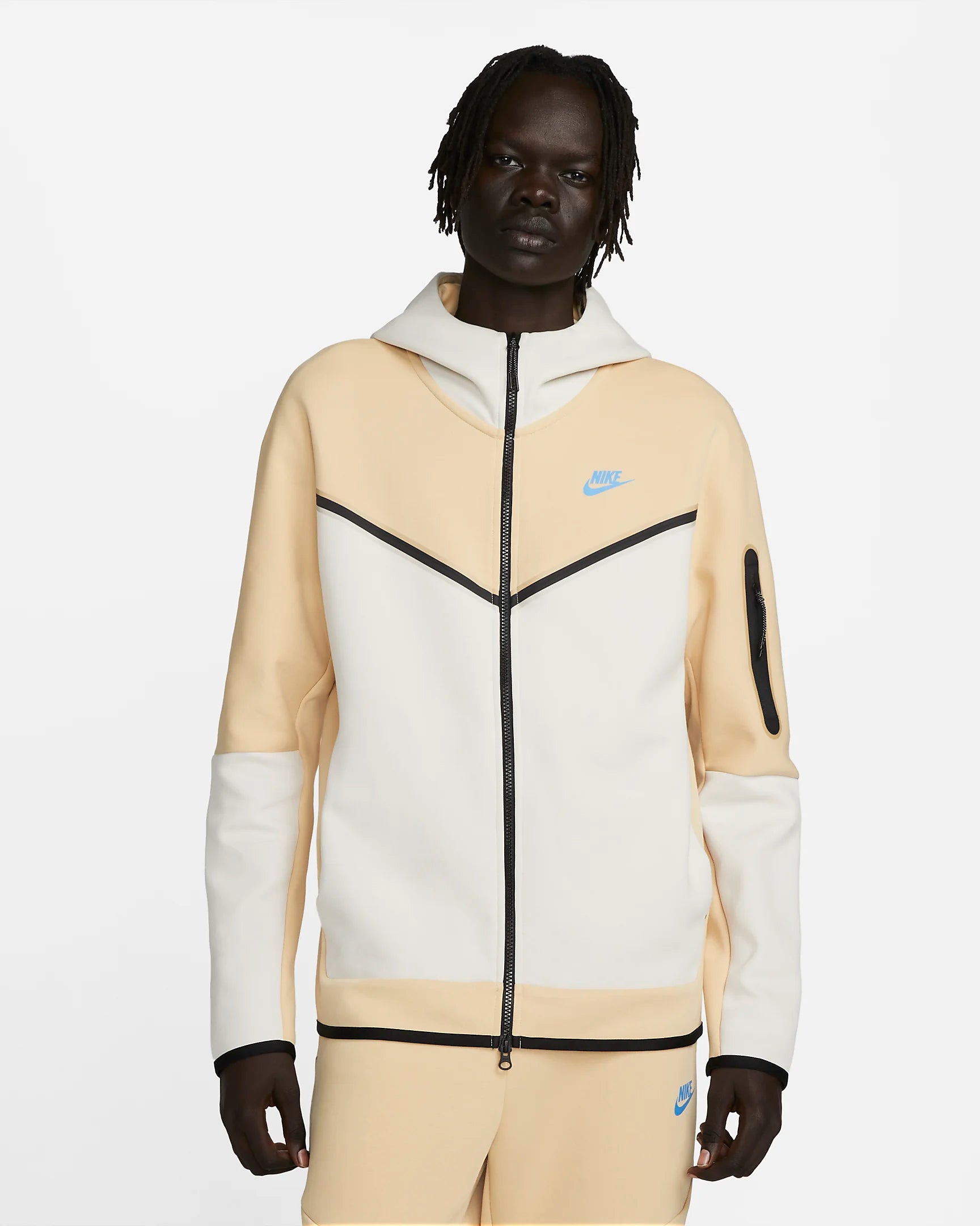 aesthetic depth Brave Nike Tech Fleece Hooded Jacket - Beige/White/Blue – Footkorner