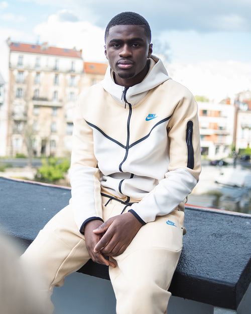 Felpa con cappuccio Nike Tech Fleece - Beige/Bianco/Blu - Footkorner