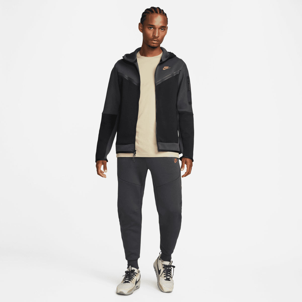 Veste à capuche Nike Tech Fleece - Noir/Gris/Or