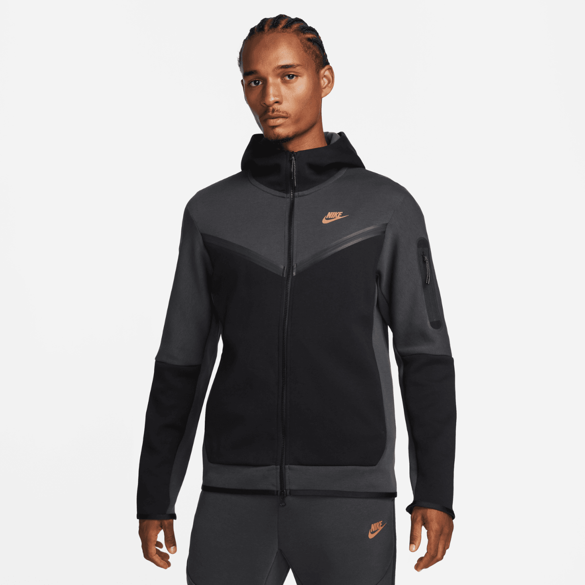 Nike Tech Fleece Kapuzenjacke – Schwarz/Grau/Gold