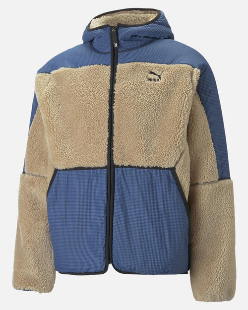 Puma Sherpa Kapuzenjacke – Beige/Blau - Footkorner