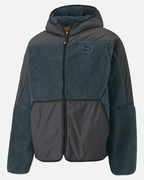 Giacca con cappuccio Puma Sherpa - nera/verde - Footkorner