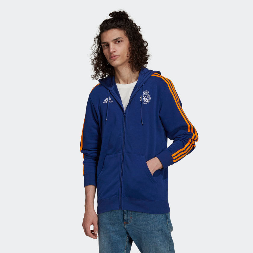 Real Madrid 3 Stripes Hooded Jacket 2021/2022 - Blue 