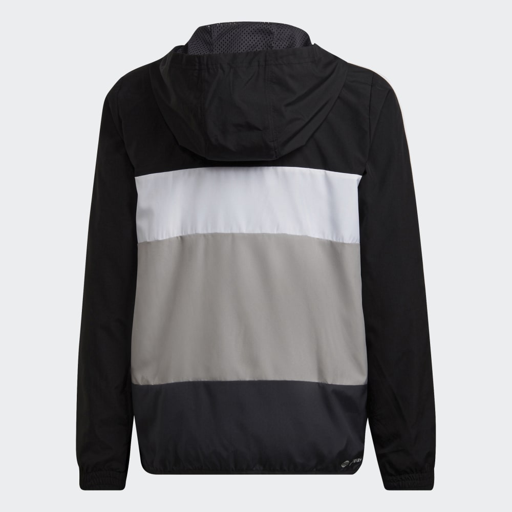 Adidas Colorblock Junior Windbreaker Jacket - Black/White/Grey