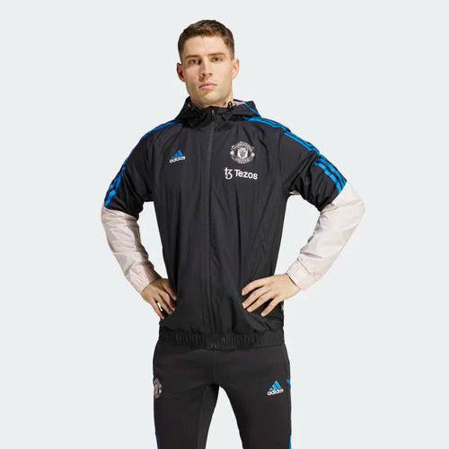 Manchester United Windbreaker Jacket - Black/Beige/Blue - Footkorner