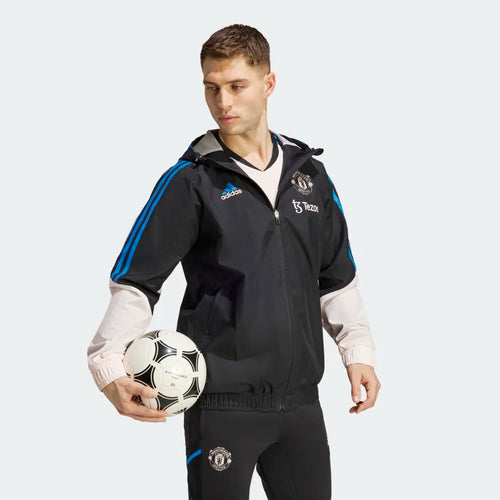 Manchester United Windbreaker Jacket - Black/Beige/Blue - Footkorner