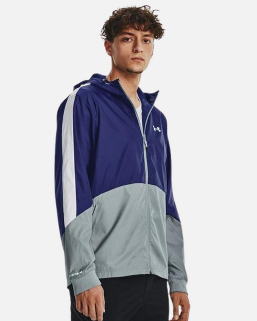 Under Armor Legacy Windbreaker Jacket - Grey/Blue - Footkorner