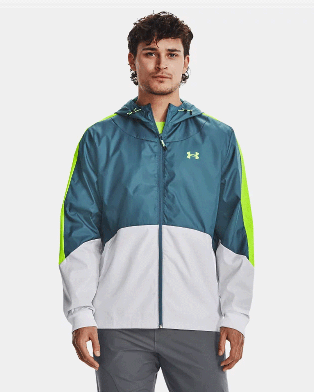 Under Armor Legacy Windbreaker Jacket Grey Blue Green Footkorner