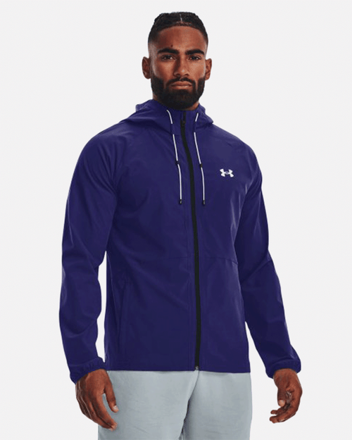 Under Armour Running Stretch Woven Windbreaker Jacket - Blue - Footkorner