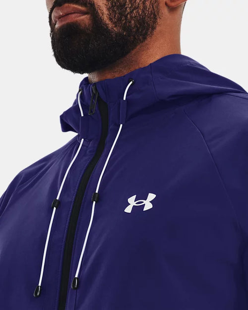 Under Armour Running Stretch Woven Windbreaker Jacket - Blue - Footkorner