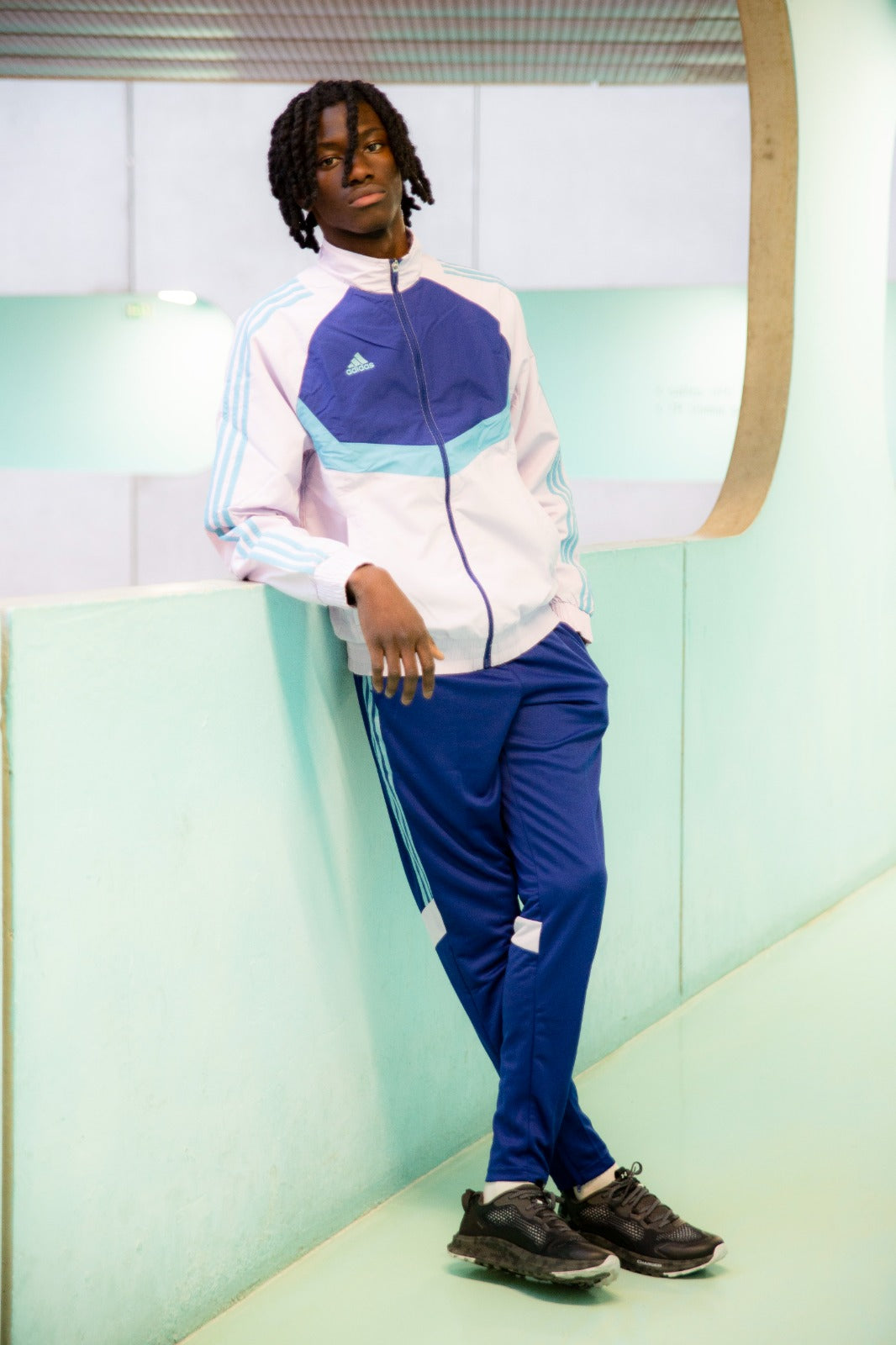 Adidas Tiro Canvas Jacke – Beige/Blau