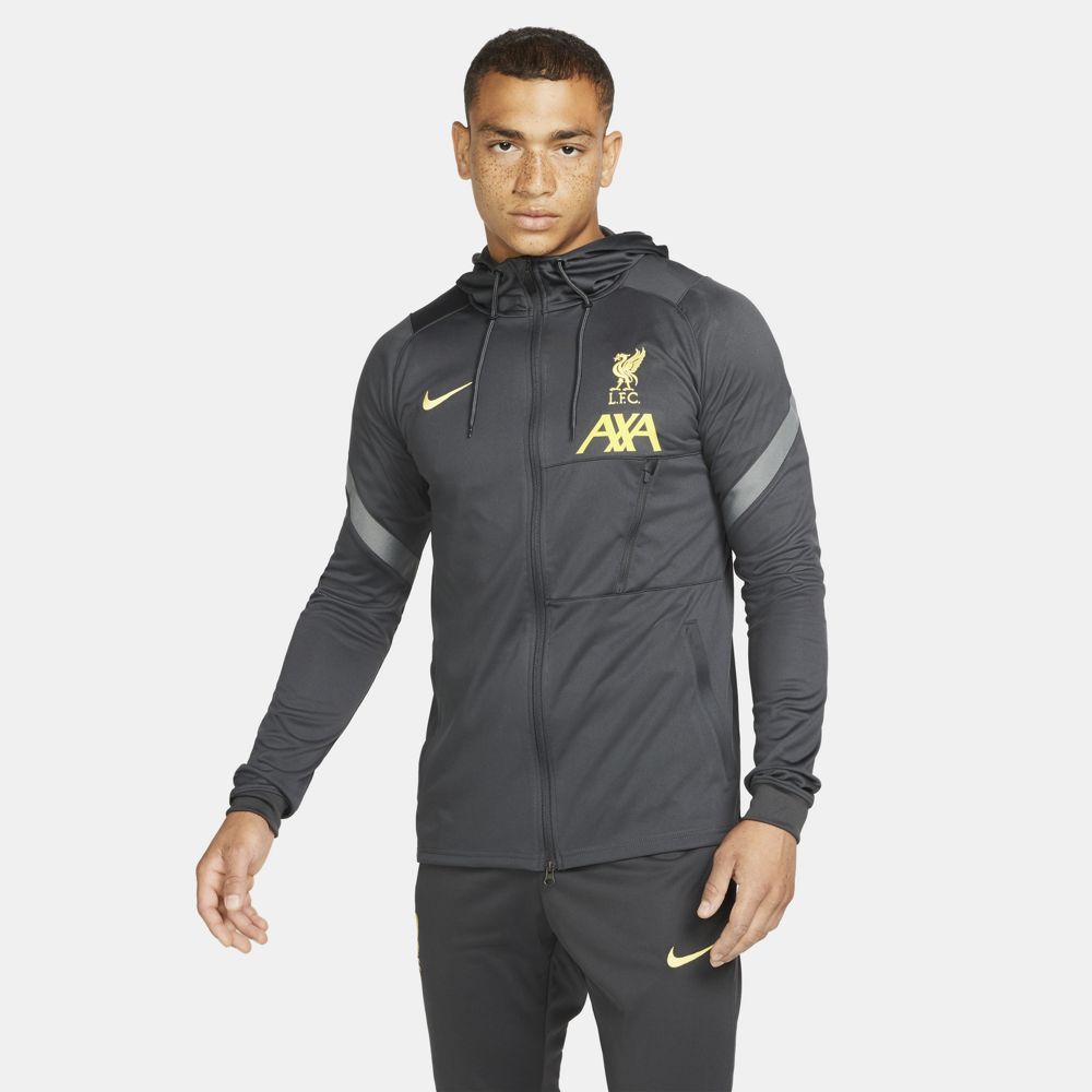Liverpool Strike Hooded Jacket 2021/2022 - Grey/Yellow