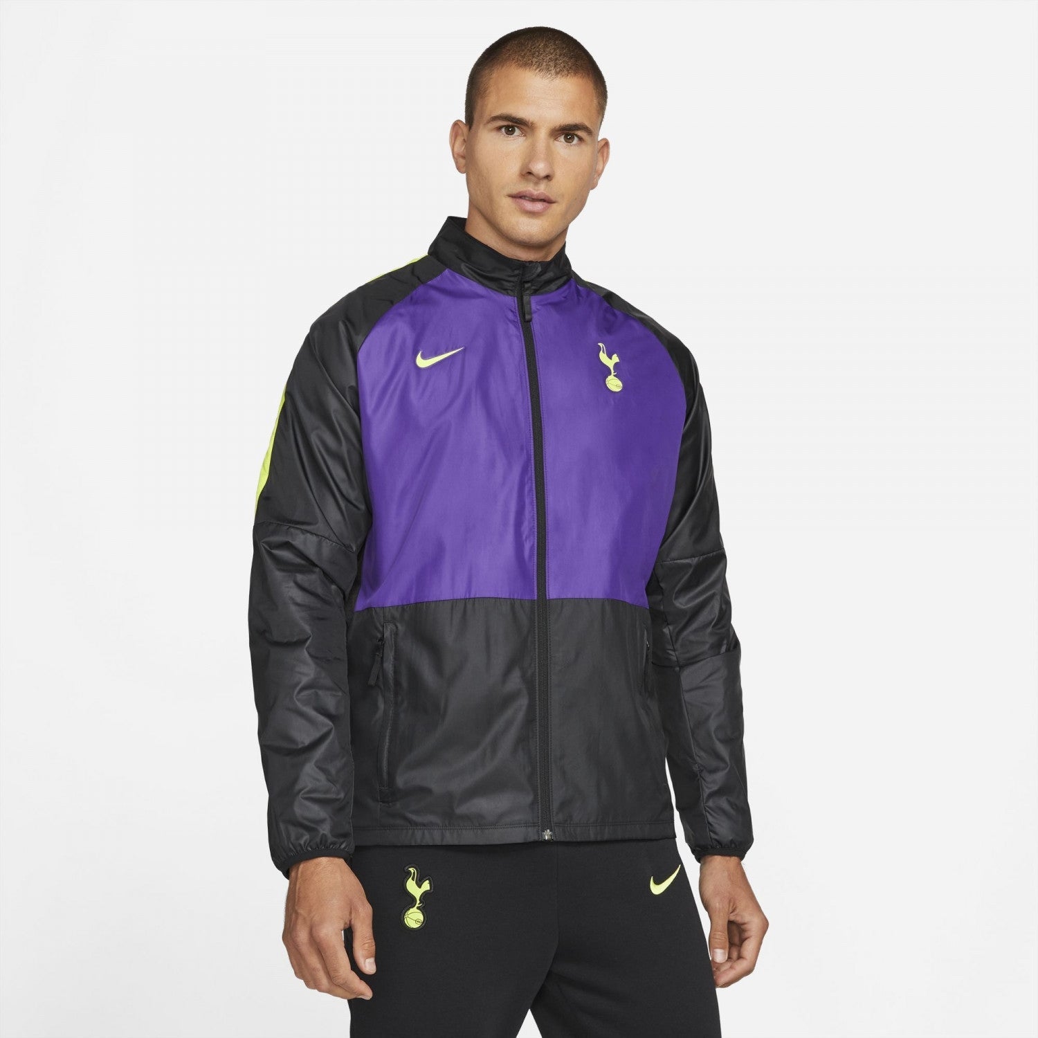 Tottenham Waterproof Jacket 2021/2022 - Black/Purple/Yellow