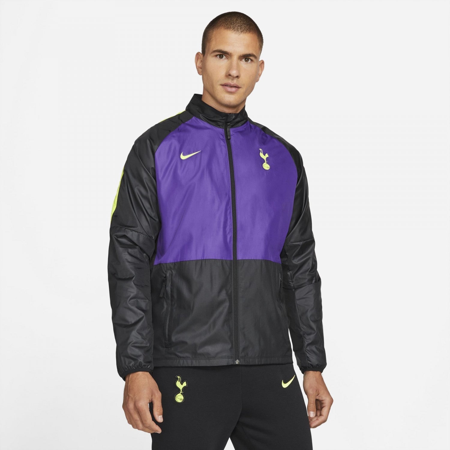 Tottenham 2021/2022 Wasserdichte Jacke – Schwarz/Lila/Gelb