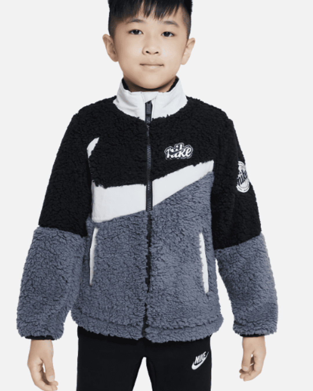Chaqueta Nike Sherpa Niños - Negro/Gris
