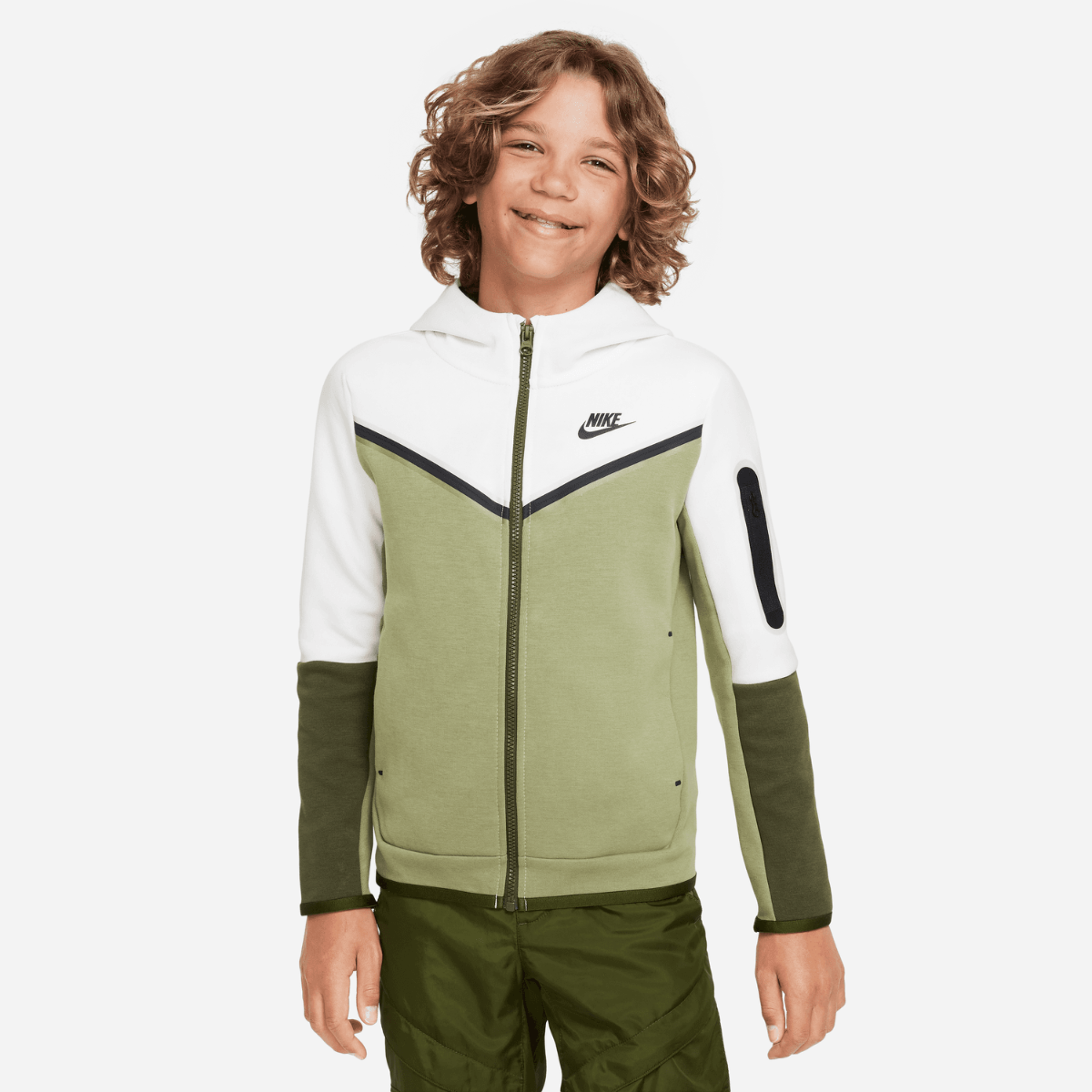 Weste Nike Tech Fleece Junior - Khaki/Weiß/Schwarz
