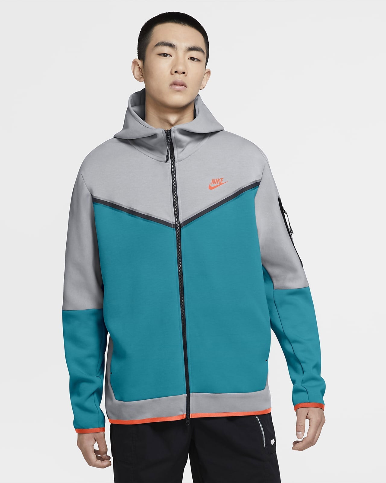 Veste Nike Tech Fleece - Gris/Bleu/Orange