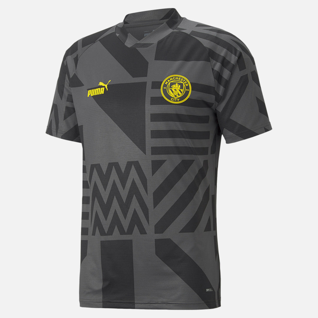FootkornerCamiseta previa al partido del Manchester City 2022/2023 - Gris/Negro/Naranja