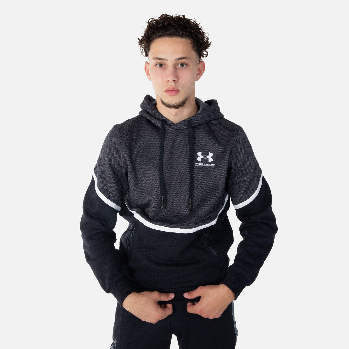 Sweat capuche Under Armour Rival fleece - Noir/Blanc